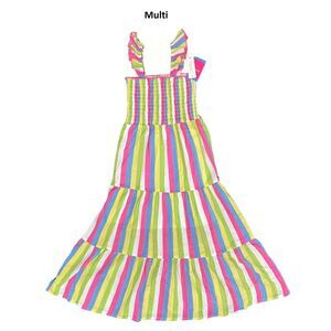 Multi - Zunie Girl Girl's Cotton Floral A-Line Any Occasion Ruffled Sleeve Long